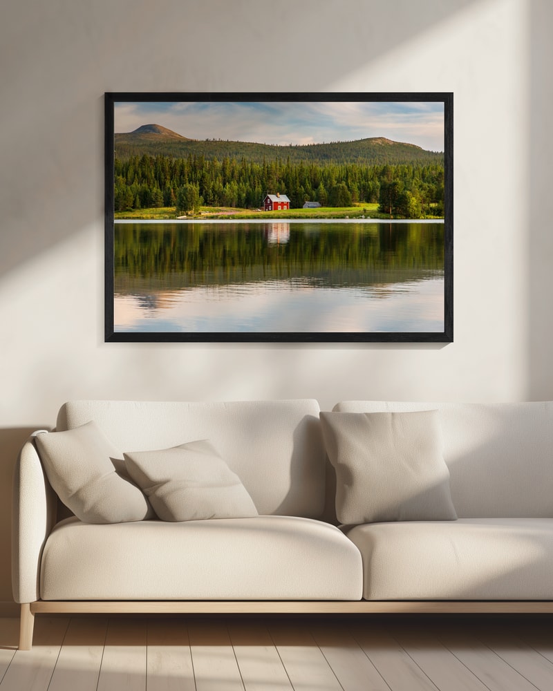 Serene Lake Red Cabin