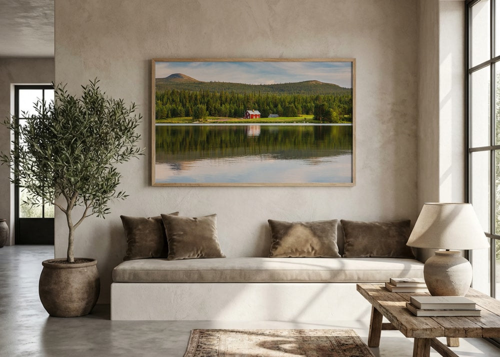 Serene Lake Red Cabin