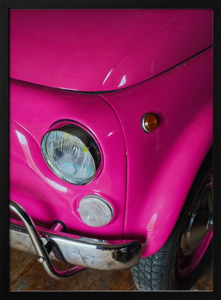Vibrant Pink Vintage Car