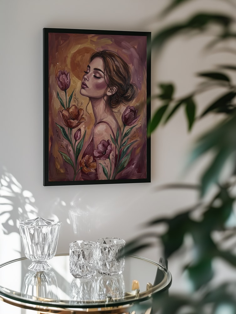 Serene Woman with Flowers