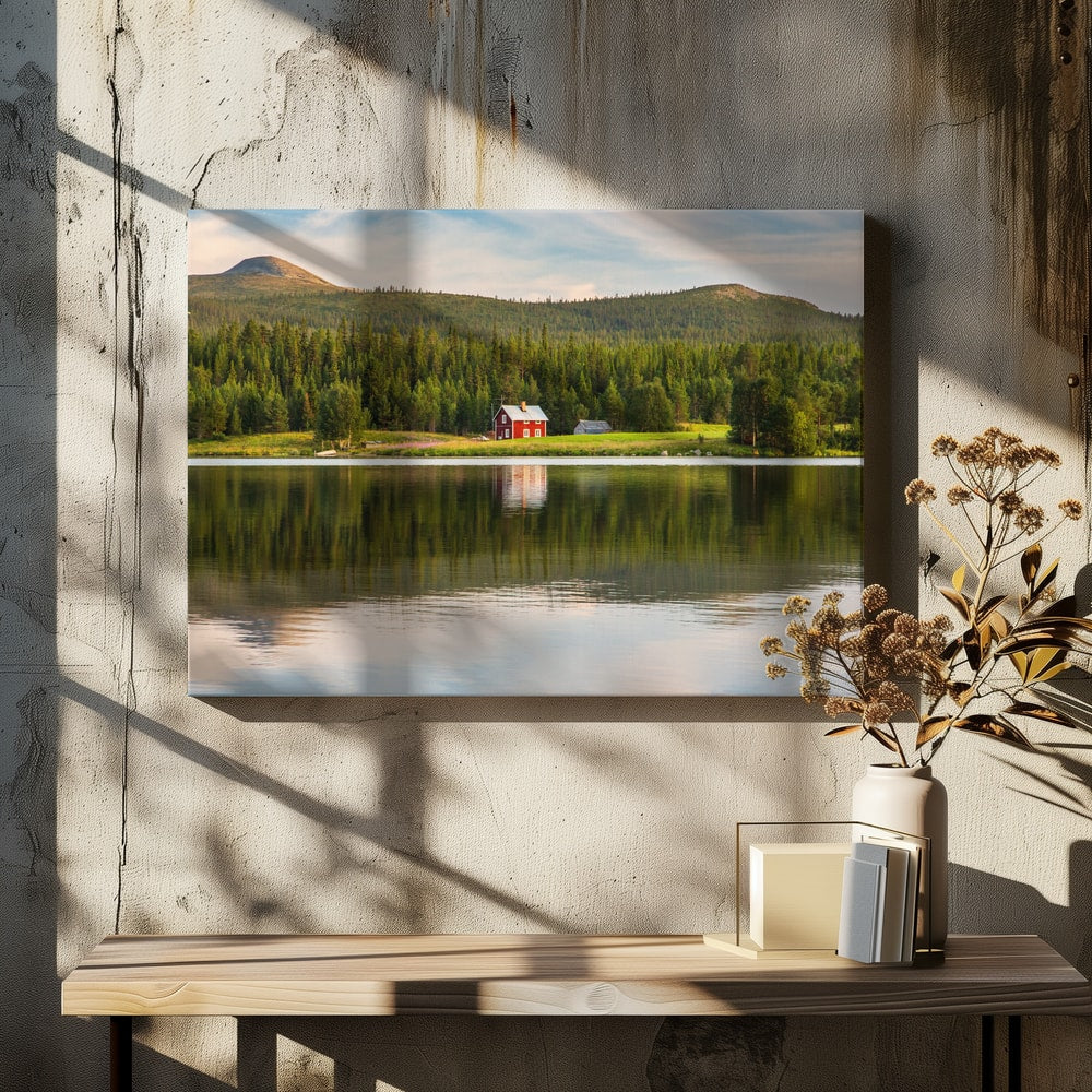 Serene Lake Red Cabin