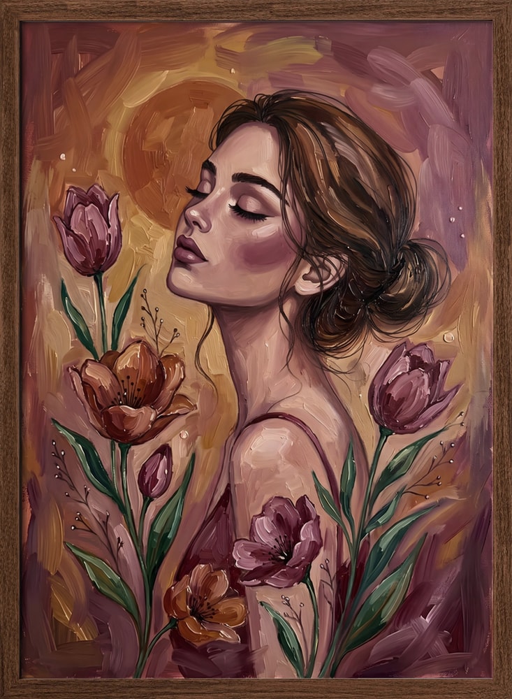 Serene Woman with Flowers