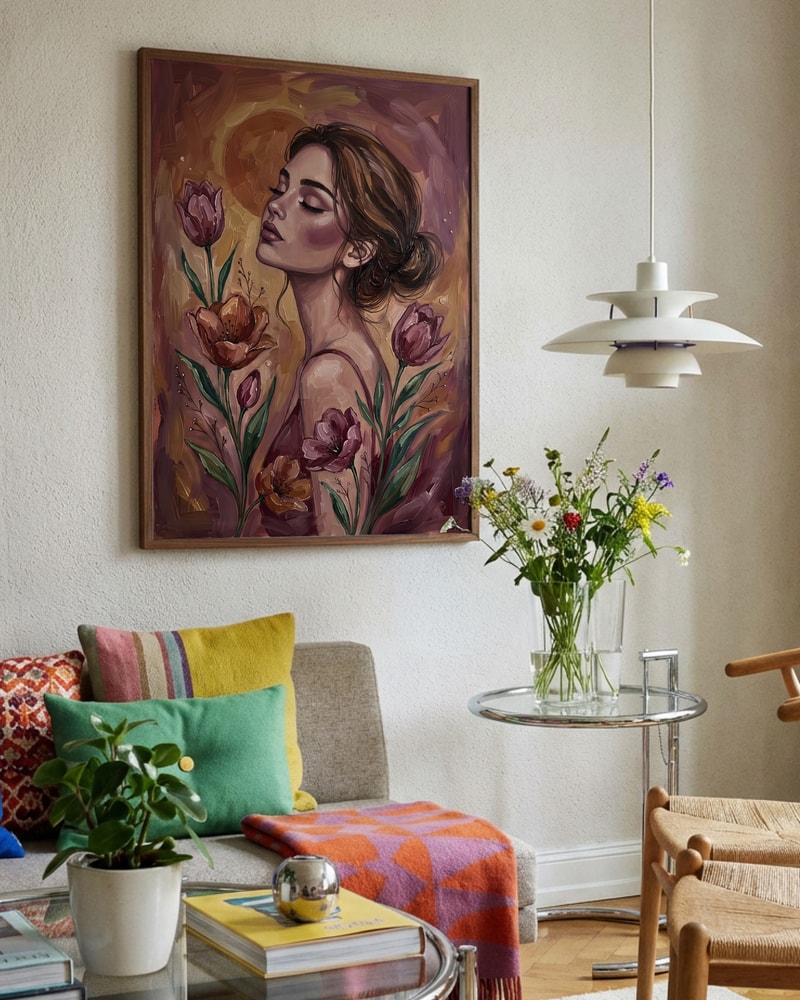 Serene Woman with Flowers