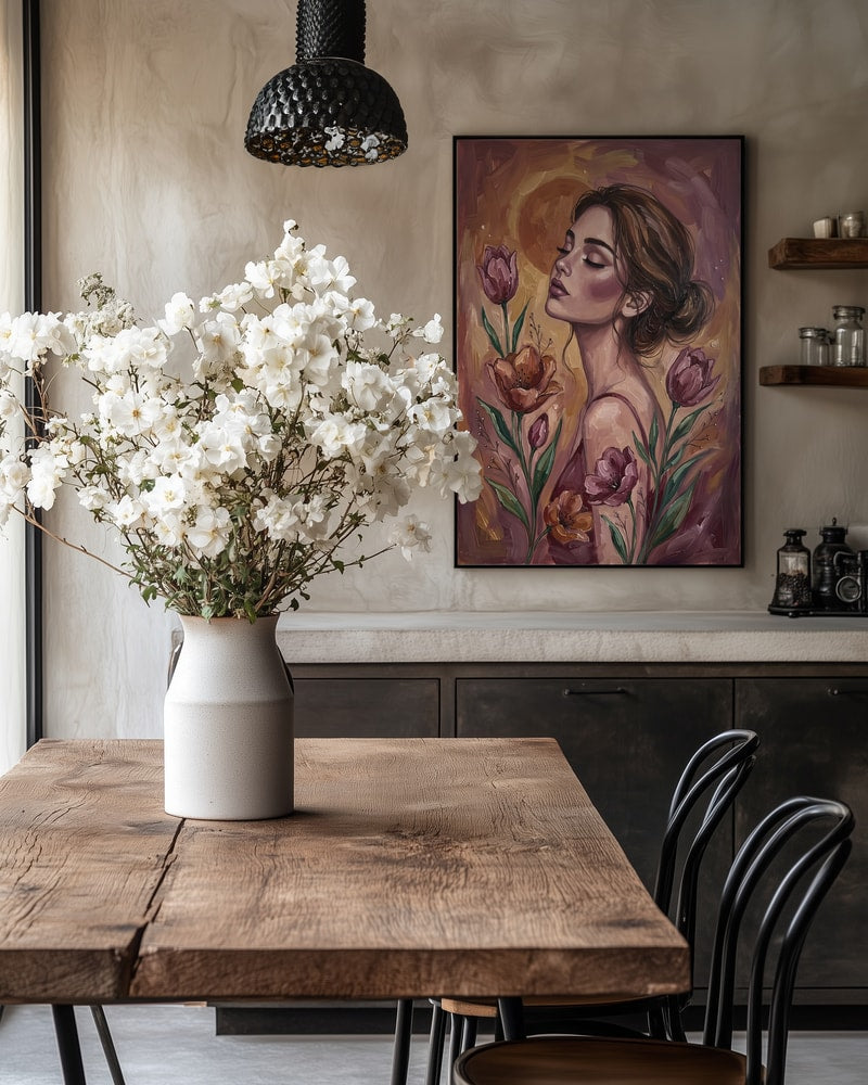 Serene Woman with Flowers