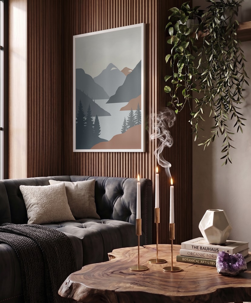 Alpine Wilderness Lake in Slate & Terracotta