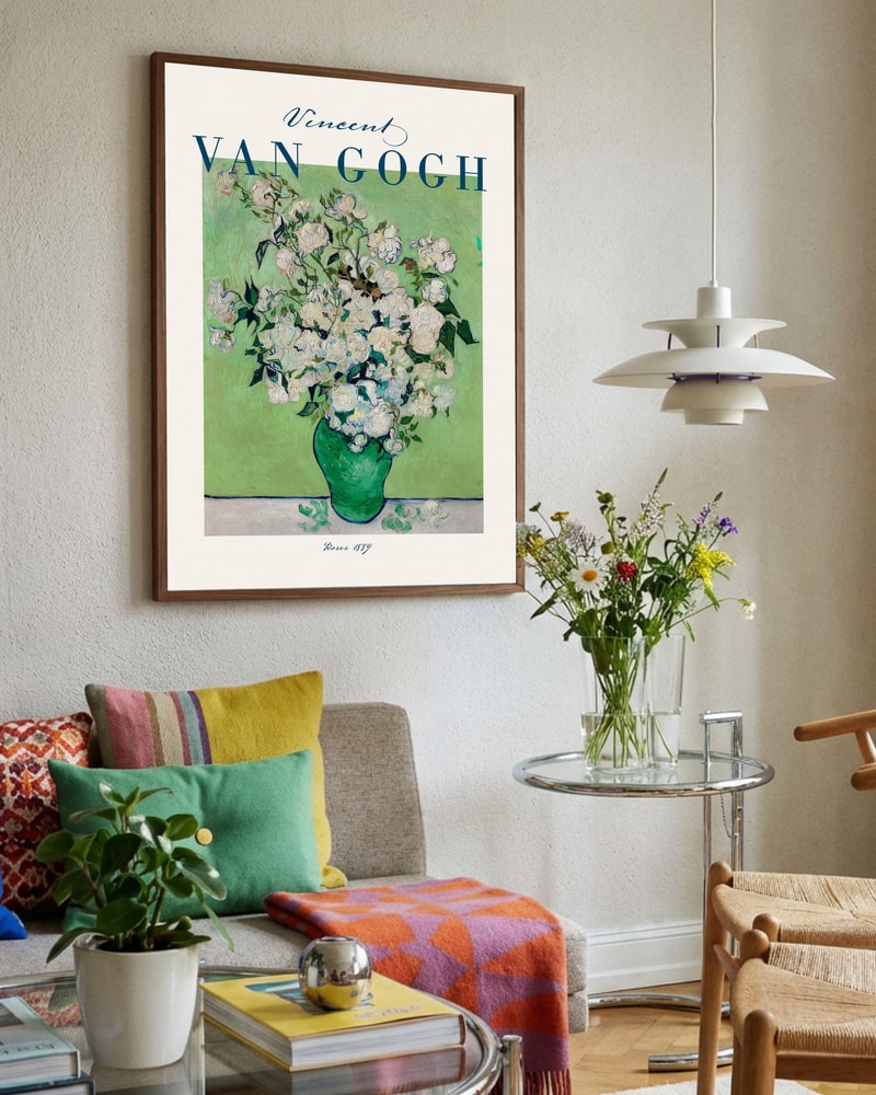 White Roses in Green Vase