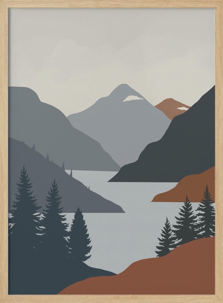Alpine Wilderness Lake in Slate & Terracotta