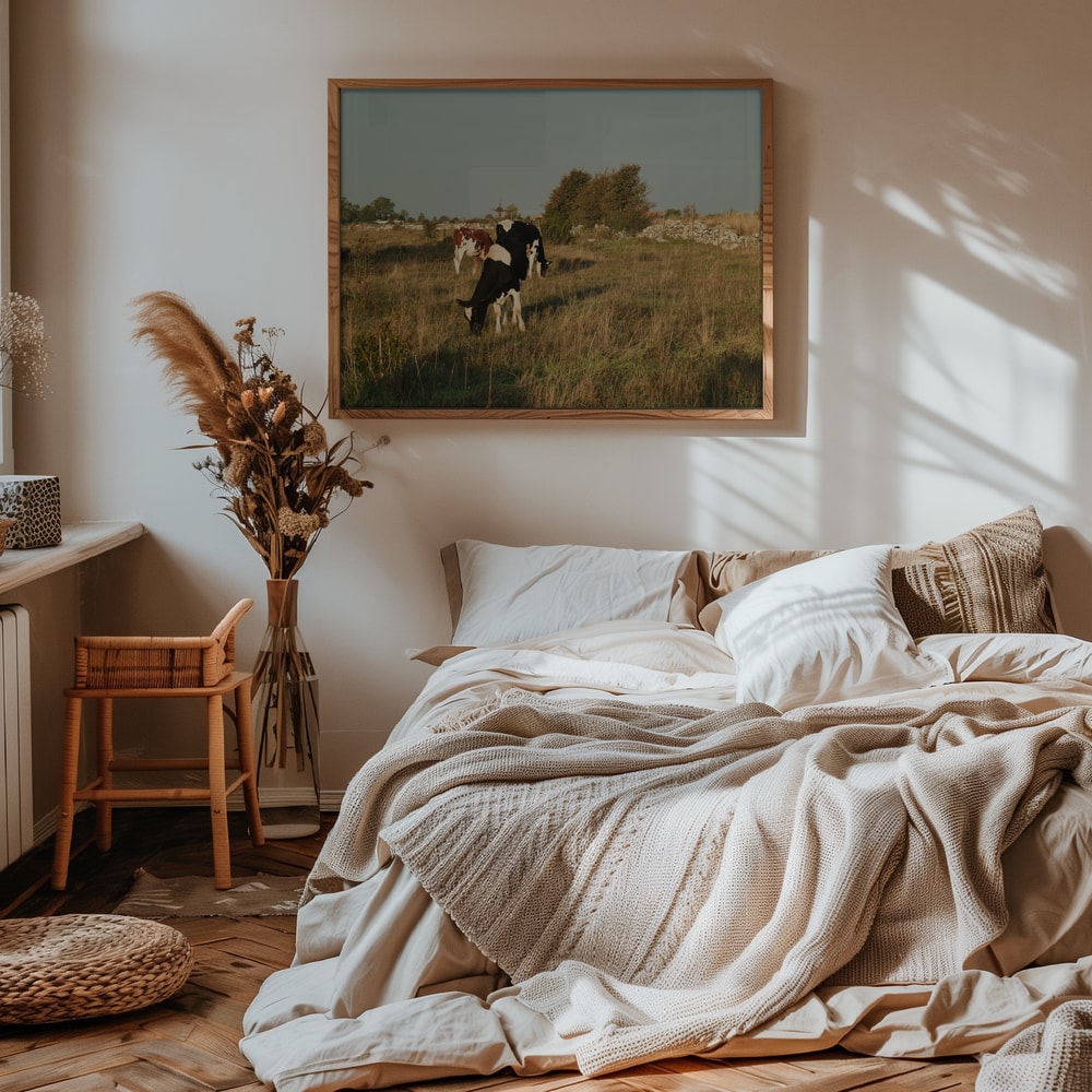 Cows Grazing by Windmill