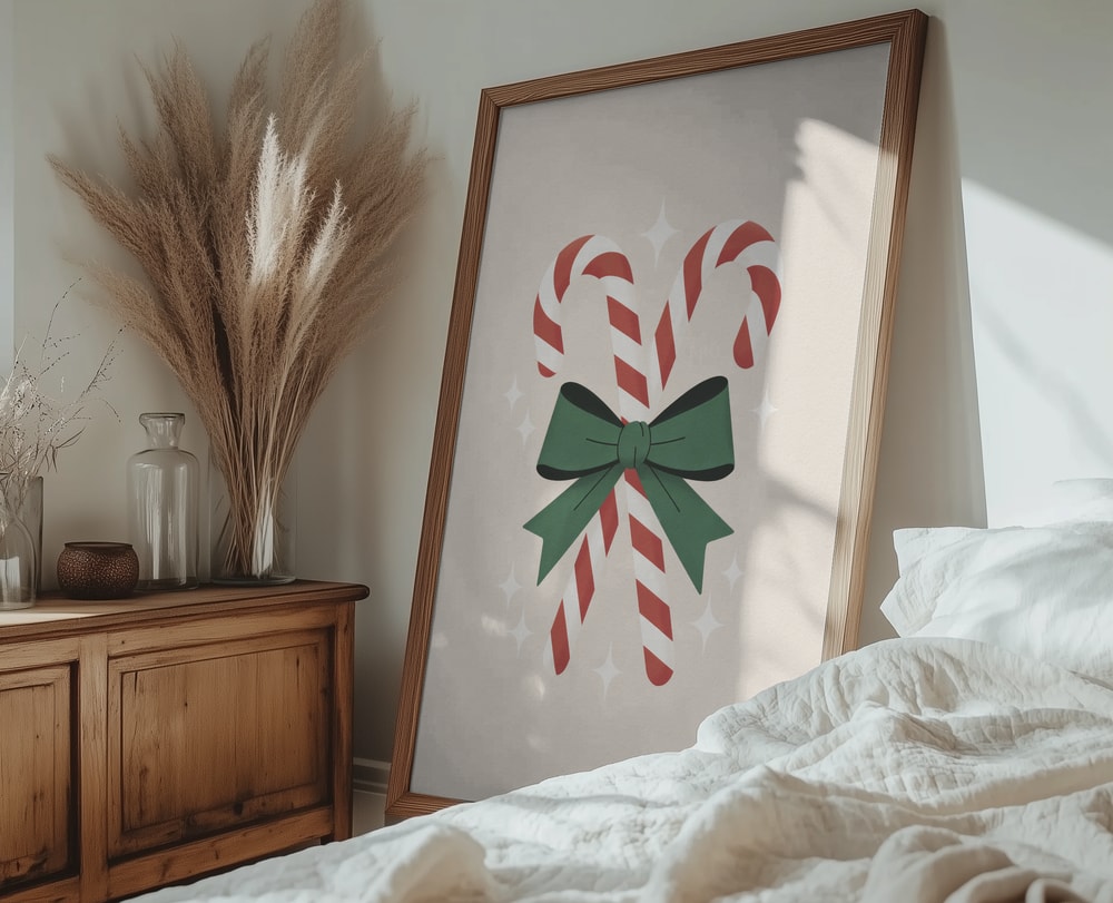 Candy Canes With Green Bow