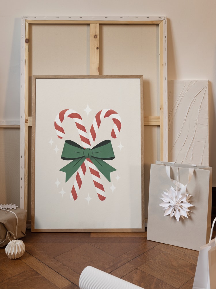 Candy Canes With Green Bow