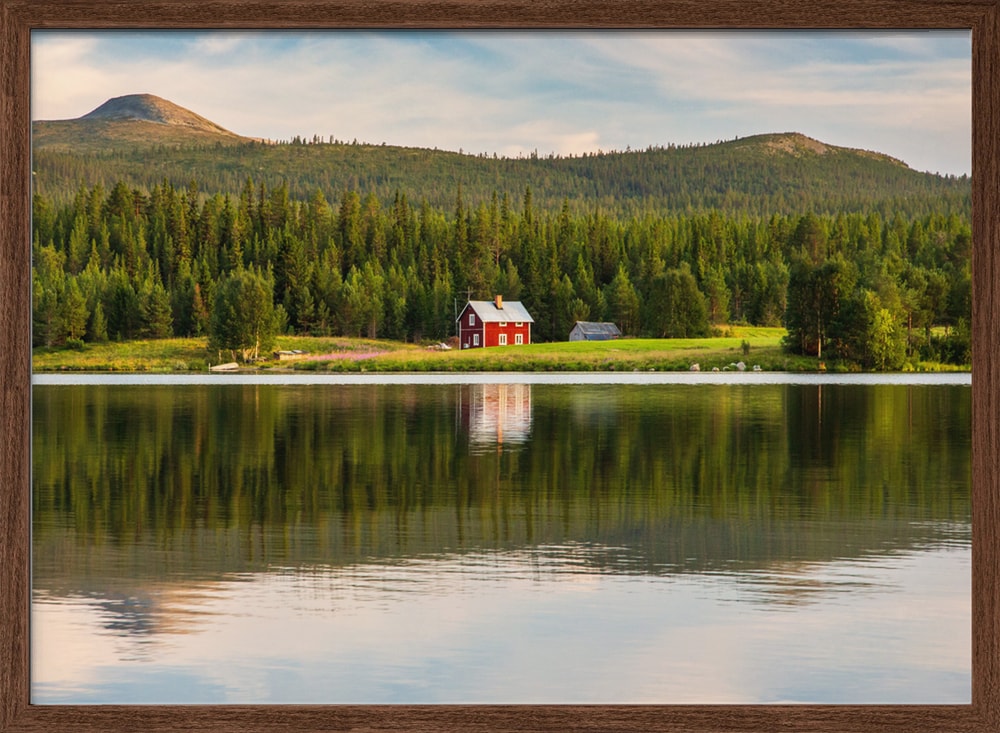 Serene Lake Red Cabin