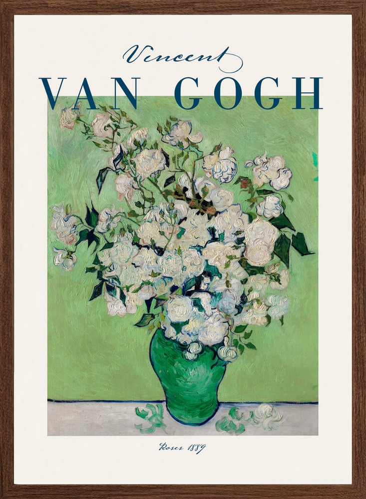 White Roses in Green Vase