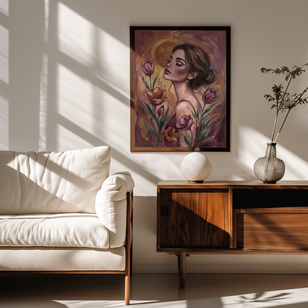Serene Woman with Flowers