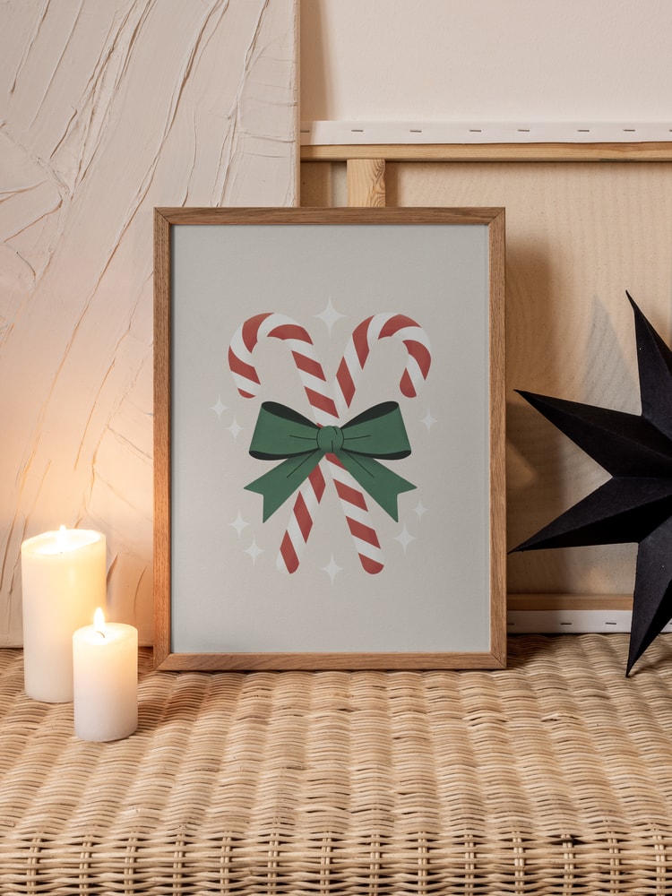 Candy Canes With Green Bow