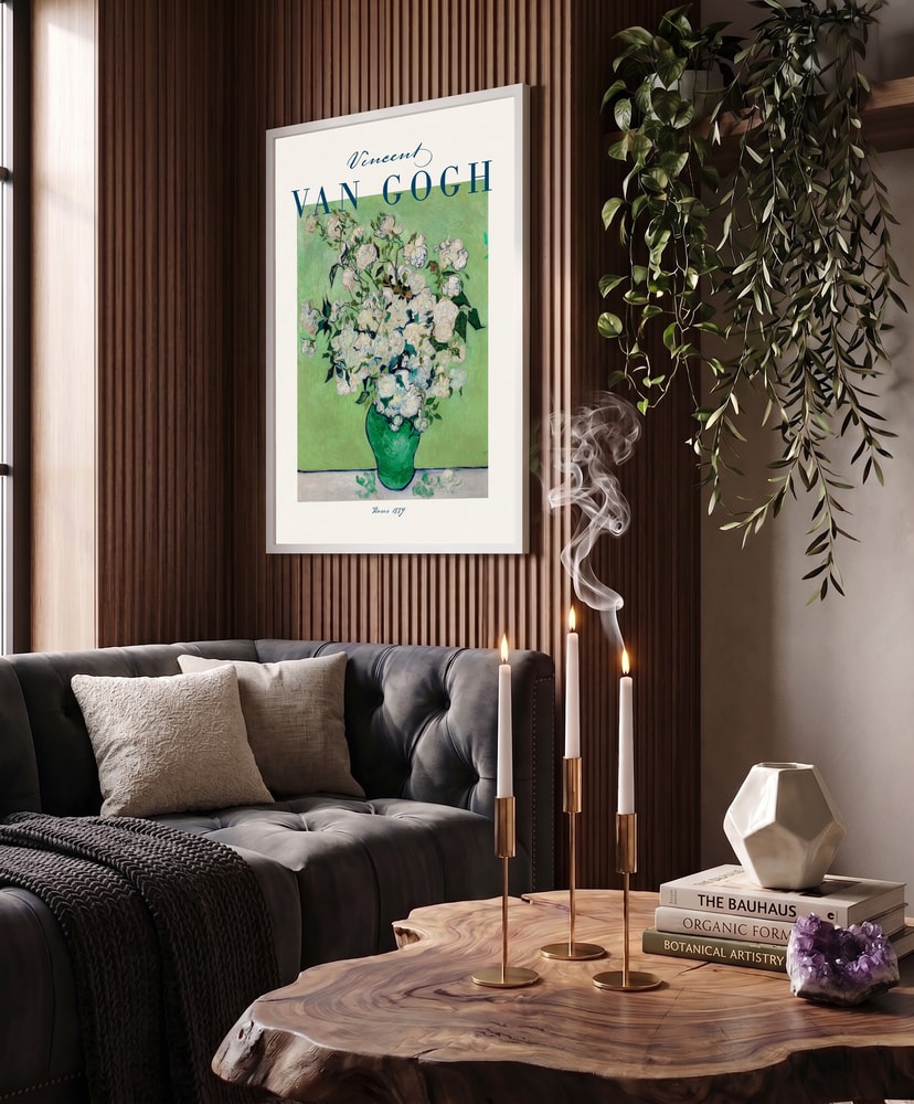 White Roses in Green Vase