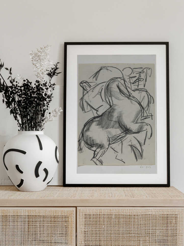 Steigerend Paard Met Figuur Op De Achtergrond