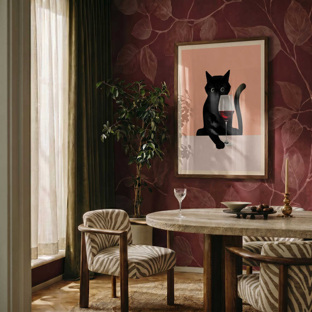 Svart katt och vinglas