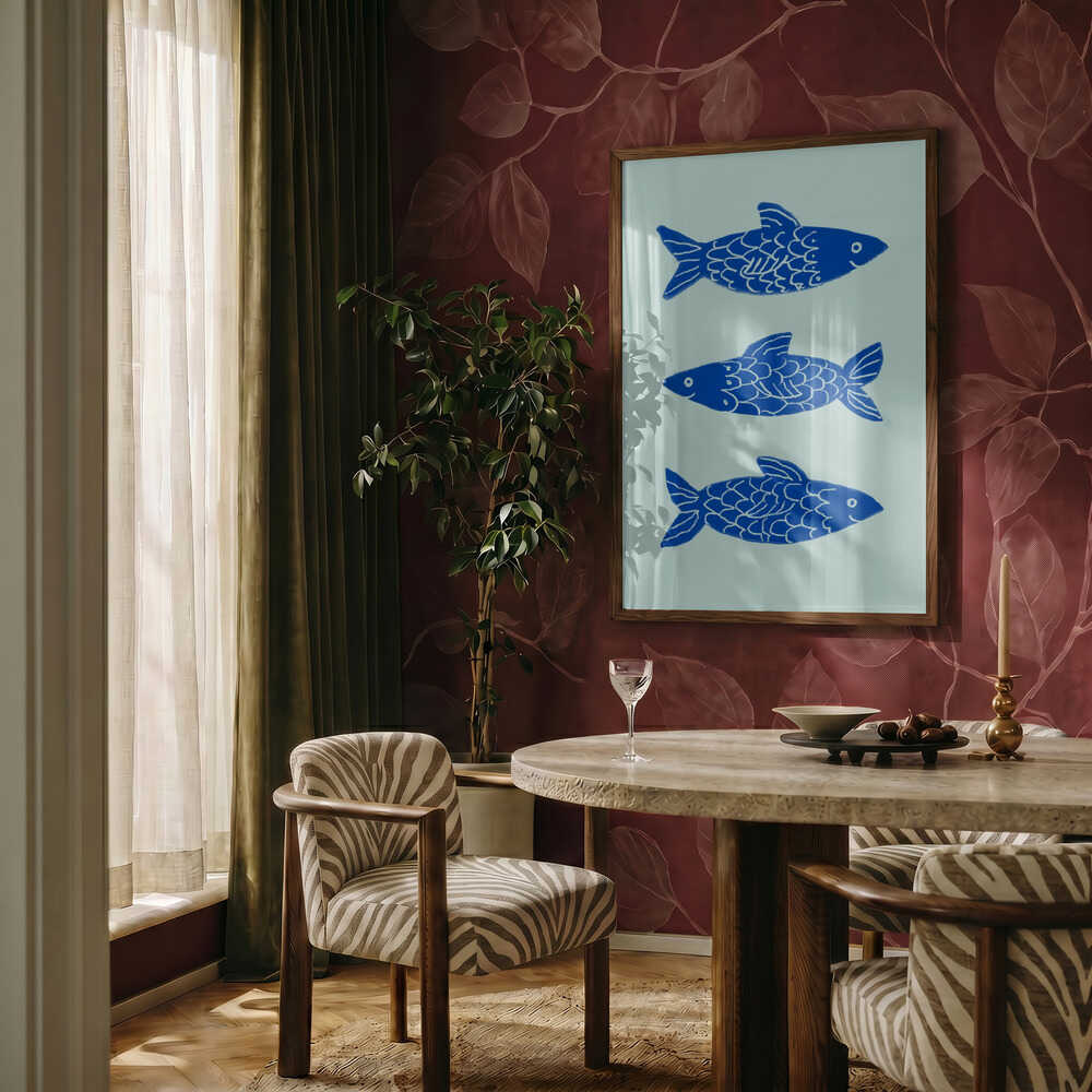 Tre blåa fiskar