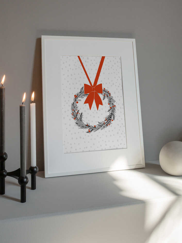 Julkrans i rött och vitt