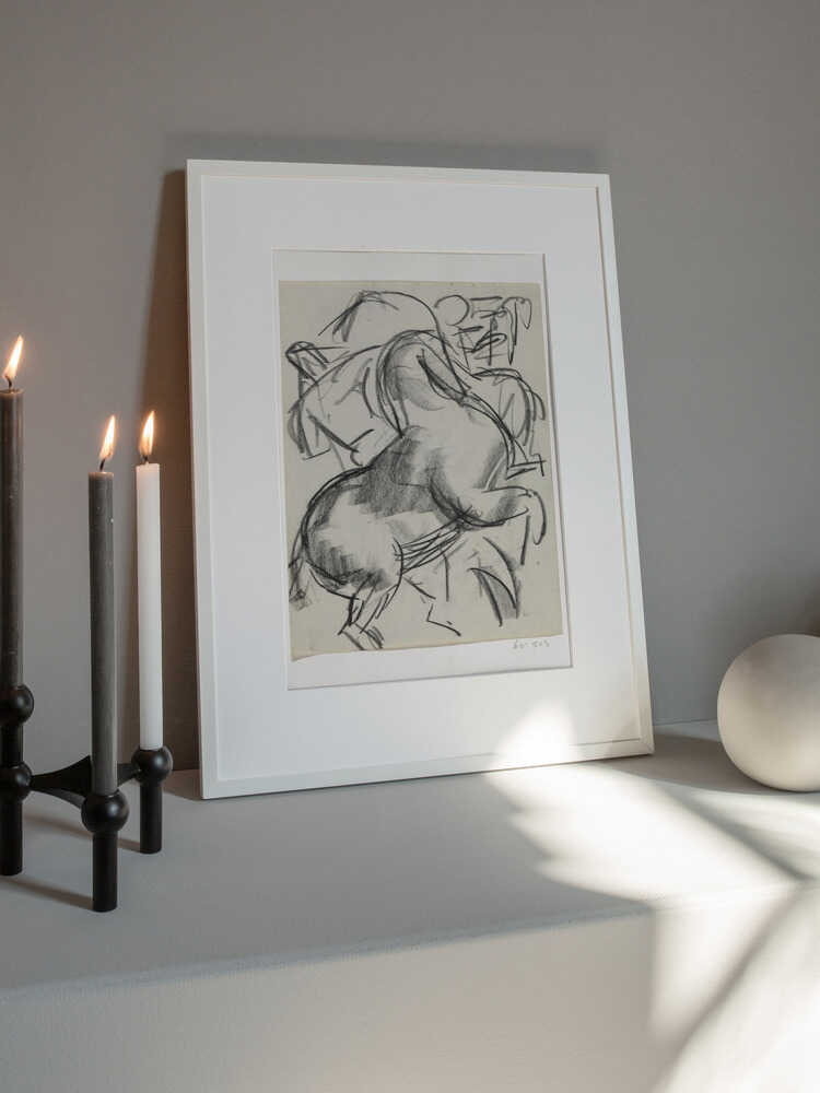 Steigerend Paard Met Figuur Op De Achtergrond