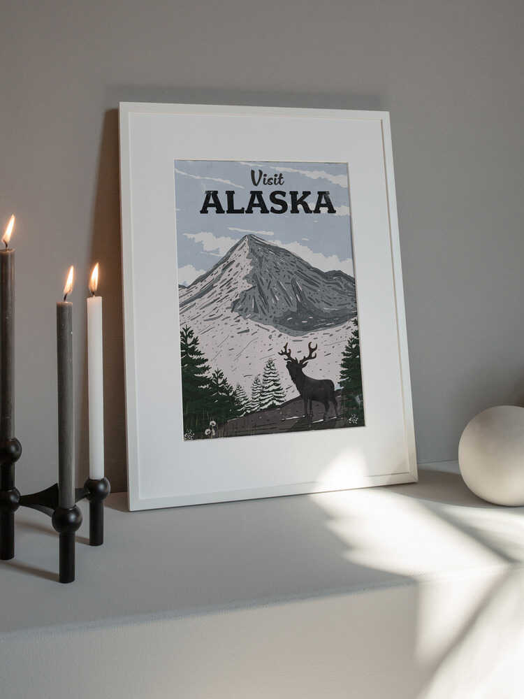 Besök Alaska – vintage reseaffisch