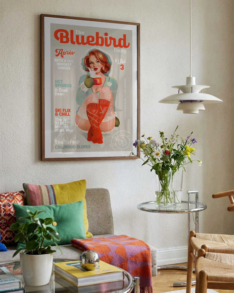The Bluebird Daily Vintage Pin Up Ski Art