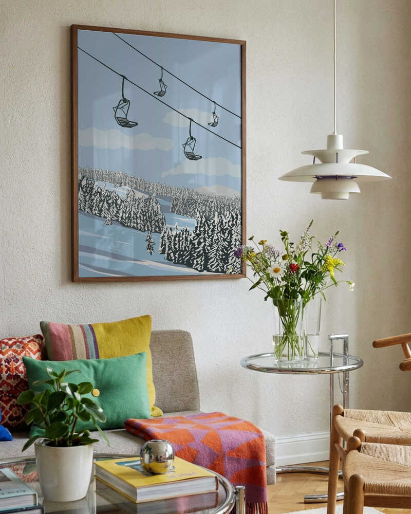 Snowy Mountain Ski Lifts