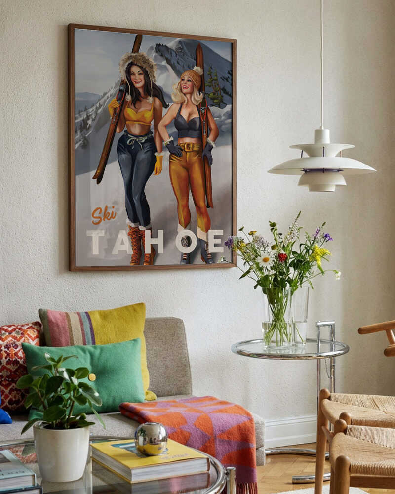 Tahoe California Vintage Pin Up Ski Bunnies