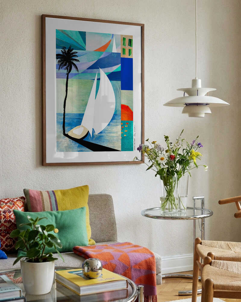 Abstract Coastal Sailboat