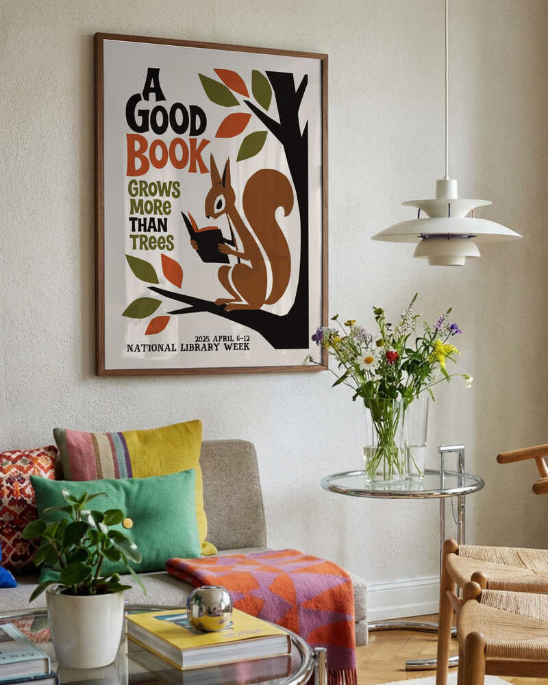 Whimsical Reading Squirrel