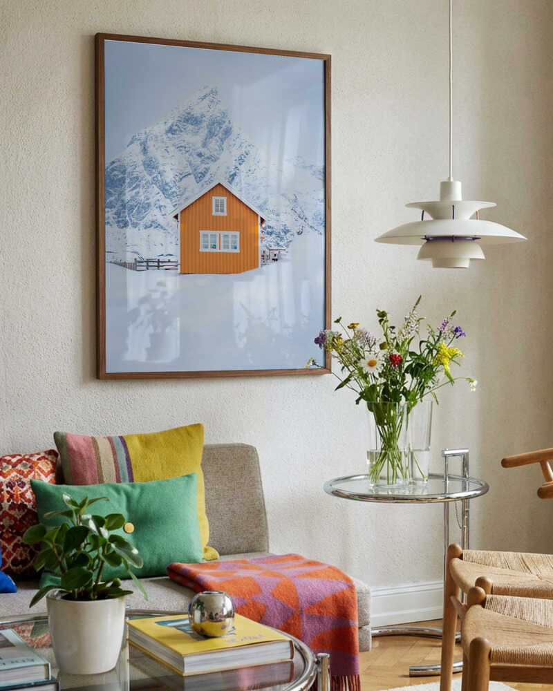 Orange House Snowy Mountain