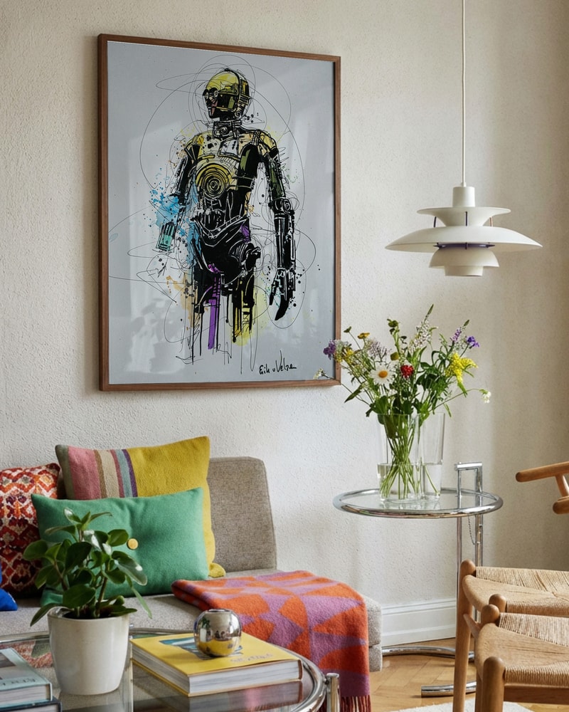 Golden Robot Abstract Art