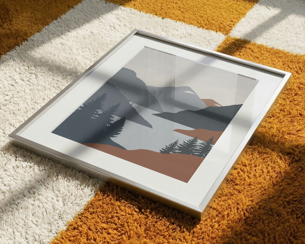 Alpine Wilderness Lake in Slate & Terracotta