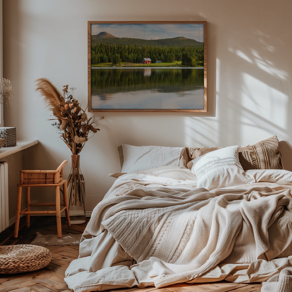 Serene Lake Red Cabin