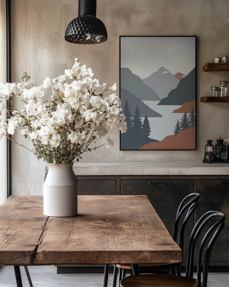 Alpine Wilderness Lake in Slate & Terracotta