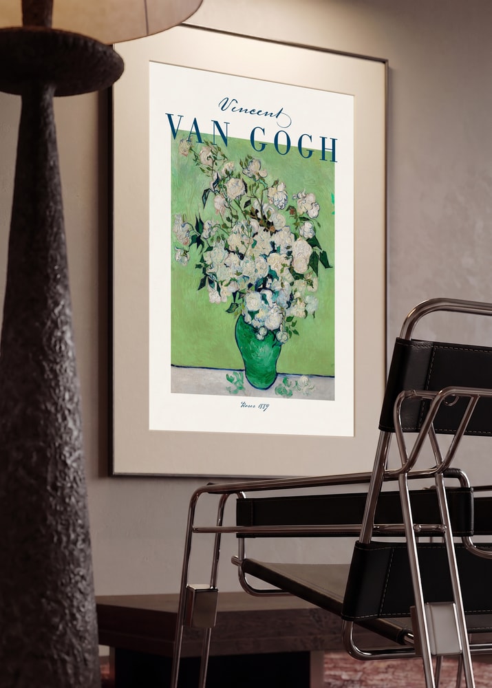 White Roses in Green Vase