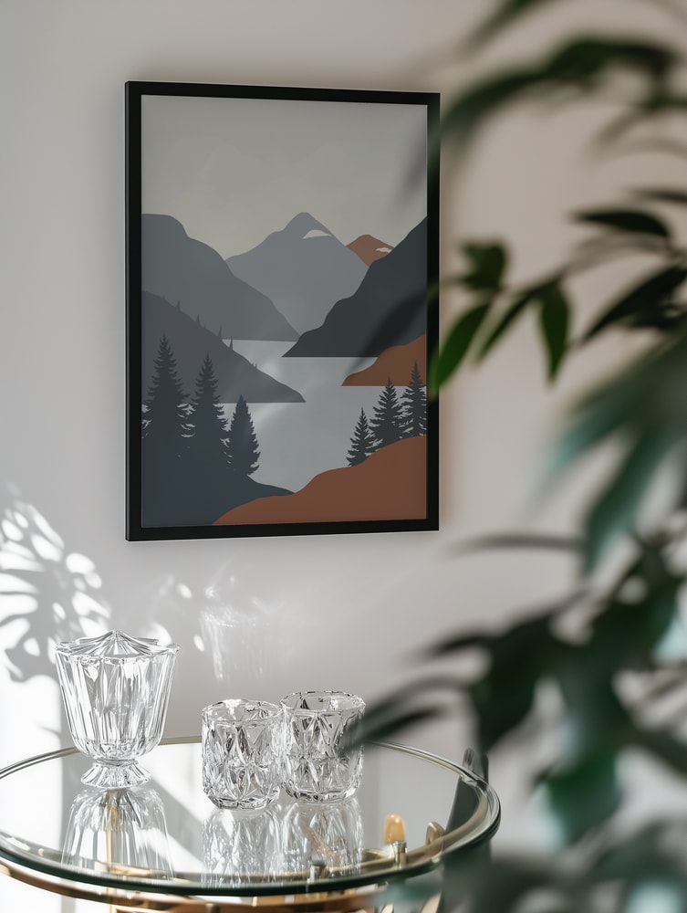 Alpine Wilderness Lake in Slate & Terracotta