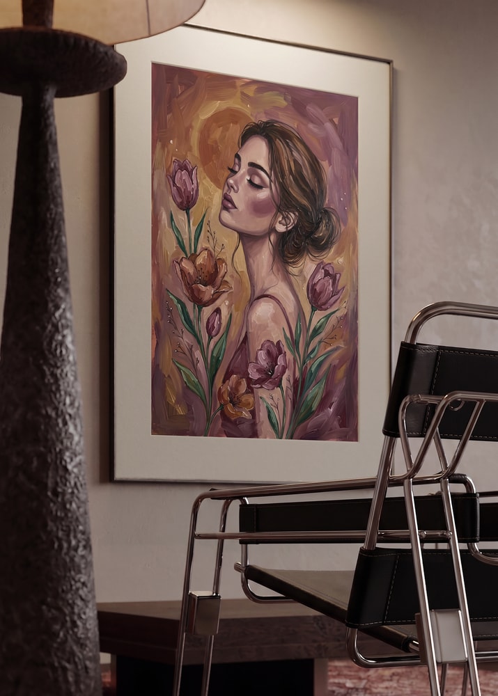 Serene Woman with Flowers