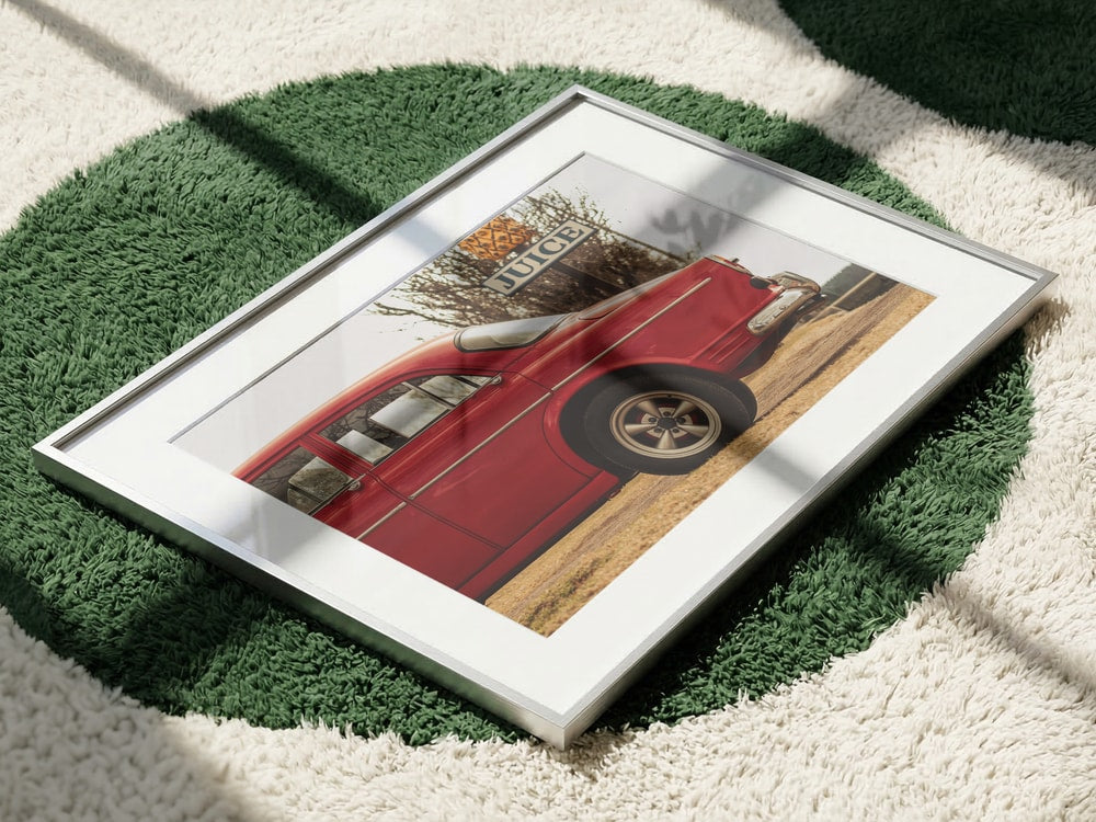 Red Vintage Car Juice Sign