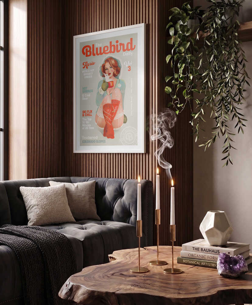 The Bluebird Daily Vintage Pin Up Ski Art