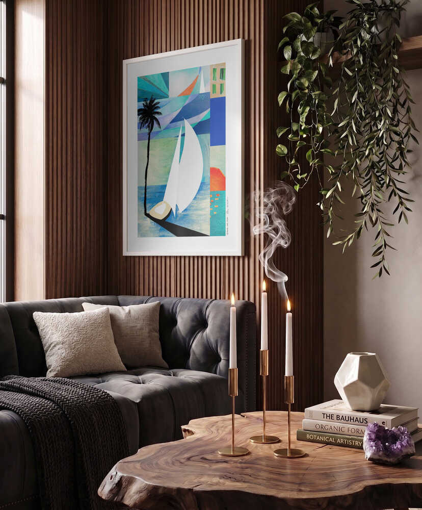 Abstract Coastal Sailboat
