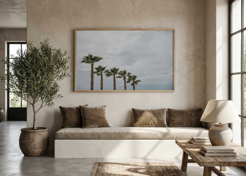 Palm Line Under Clouds