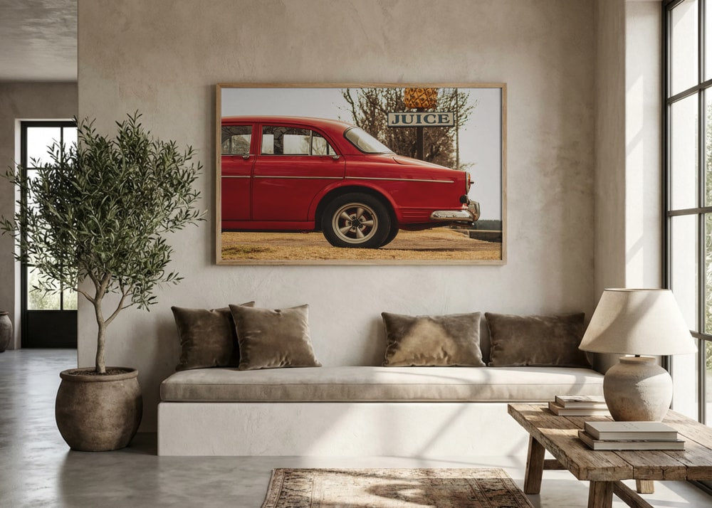Red Vintage Car Juice Sign