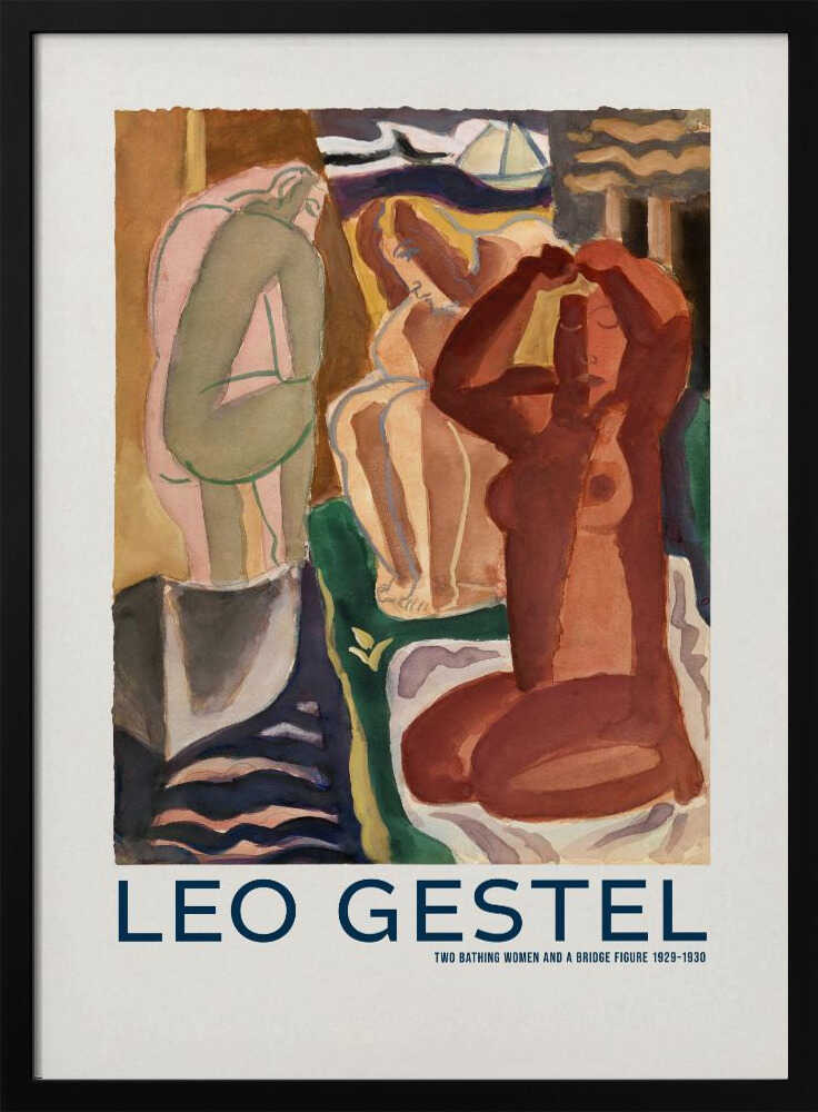 Two Bathing Women and a Bridge Figure