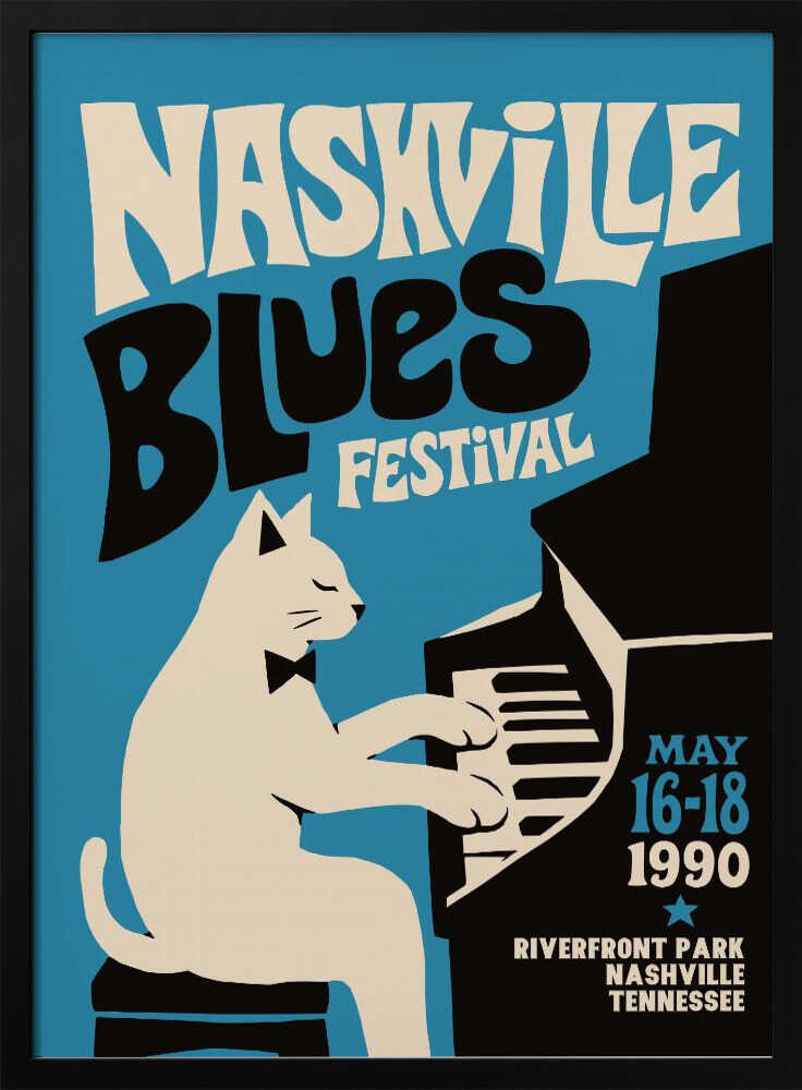 Vintage Blues Cat Piano