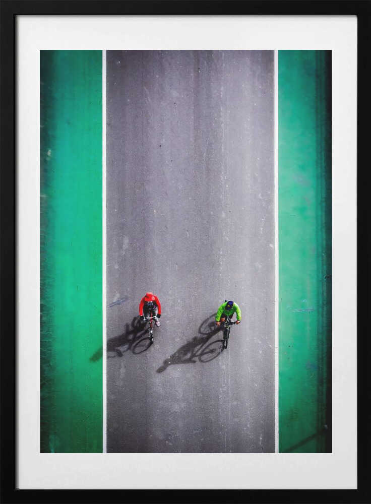 Overhead Cyclists Race