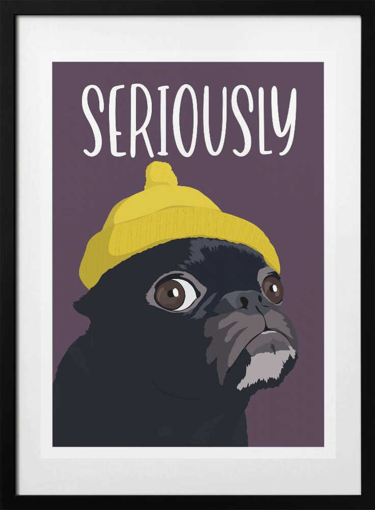 Serious Pug Yellow Beanie