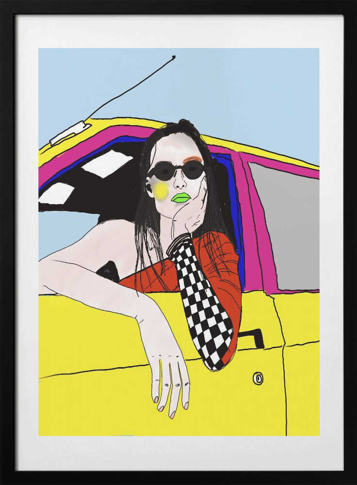 Cool Girl Yellow Car
