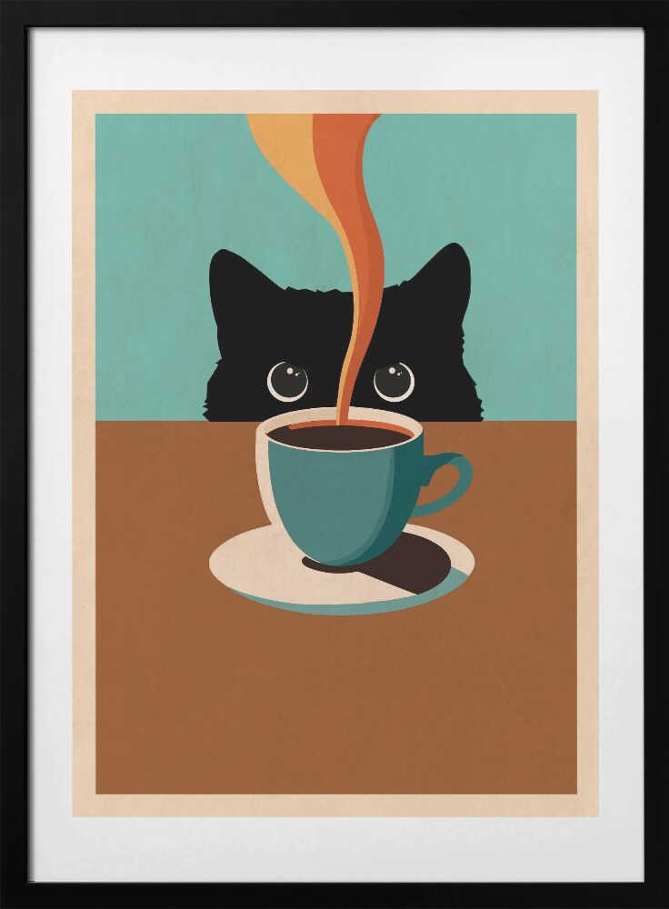 Nyfiken katt och kaffe