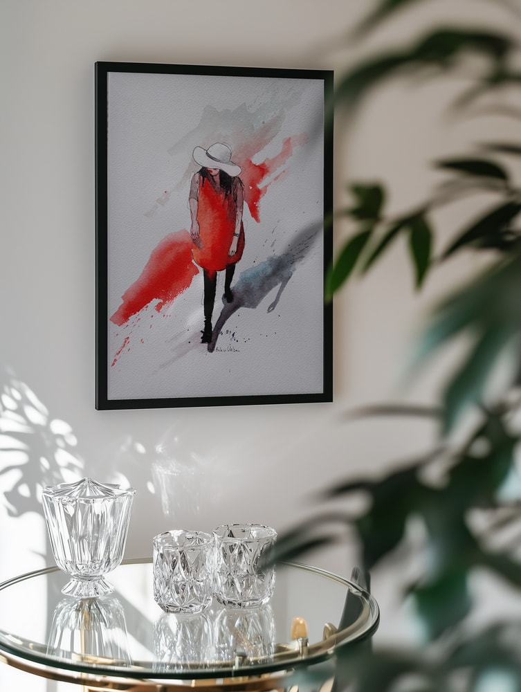 Red Dress Watercolor